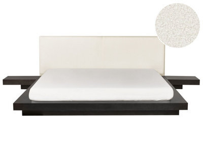 Beliani Bed Boucle Zen 180 X 200 Cm (Eu Super King) Dark Ash Wood - image 1