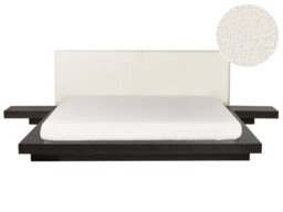 Beliani Bed Boucle Zen 180 X 200 Cm (Eu Super King) Dark Ash Wood - thumbnail 1