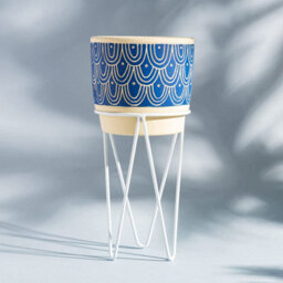 Sass & Belle Blue Wave Planter With Wire Stand - thumbnail 3