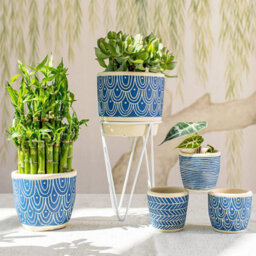 Sass & Belle Blue Wave Planter With Wire Stand - thumbnail 4