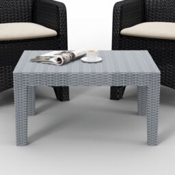 Urbn-Living Urbnliving Grey Rattan Coffee End Table Wood Look Top Outdoor Dining Bistro Garden Balcony - thumbnail 3