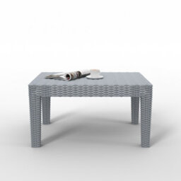 Urbn-Living Urbnliving Grey Rattan Coffee End Table Wood Look Top Outdoor Dining Bistro Garden Balcony - thumbnail 2