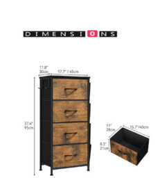 Modcraft 4-Drawer Chest With Fabric Storage Drawers And Metal Frame - Brown - thumbnail 4