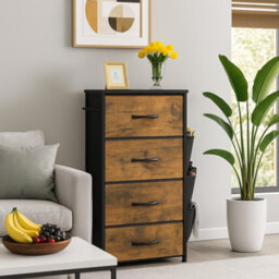 Modcraft 4-Drawer Chest With Fabric Storage Drawers And Metal Frame - Brown - thumbnail 2