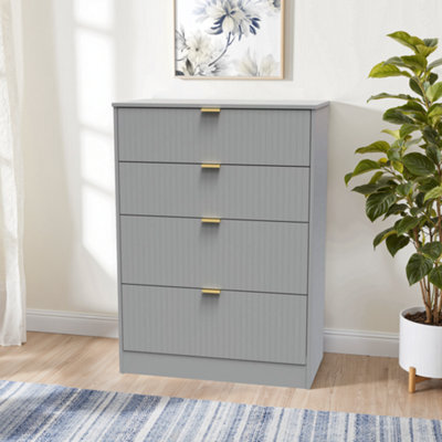 Nashville Ready Assembled Matt Grey No Effect 4 Drawer Chest (H)1063mm  (W)766mm (D)395mm by B&Q | uFurnish.com