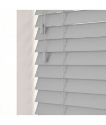 Smooth Finish Faux Wood Venetian Blinds With Strings 120Cm Drop X 210Cm Width Dove Grey Smooth