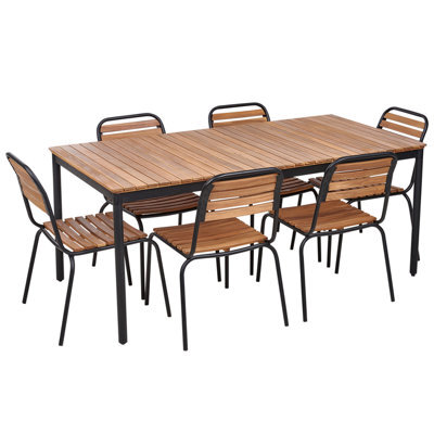 Beliani Garden Dining Set 6 Seater Vallese Acacia Wood Brown - image 1