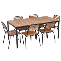 Beliani Garden Dining Set 6 Seater Vallese Acacia Wood Brown - thumbnail 1