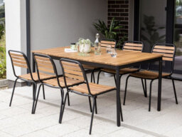 Beliani Garden Dining Set 6 Seater Vallese Acacia Wood Brown - thumbnail 2