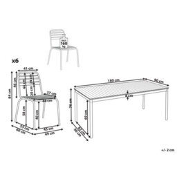 Beliani Garden Dining Set 6 Seater Vallese Acacia Wood Brown - thumbnail 3