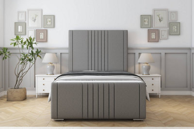"Sloomy Harrington Pewter Dumfries Bed Frame With Mattress With 50"" Upholstered Headboard 6' Super King" - image 1