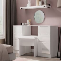 Messina Gloss White 6 Drawer Non-Extendable Desk (H)785mm (W)1254mm (D)386mm - thumbnail 6