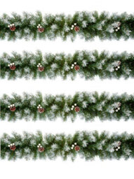Premier Decorations Limited 4 X Artificial Christmas Garland Snow Tipped White Berry And Pine Cone Green Garland 2.7M - thumbnail 1