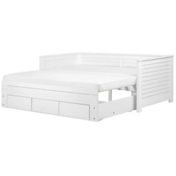 Beliani Bed With Storage Drawers Wood Cahors 90 X 200 Cm (Eu Single) White - thumbnail 1