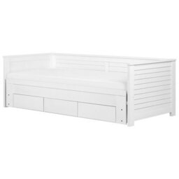 Beliani Bed With Storage Drawers Wood Cahors 90 X 200 Cm (Eu Single) White - thumbnail 5