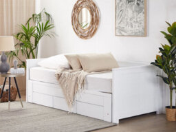 Beliani Bed With Storage Drawers Wood Cahors 90 X 200 Cm (Eu Single) White - thumbnail 2