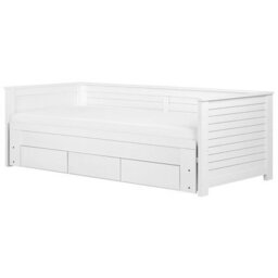 Beliani Bed With Storage Drawers Wood Cahors 90 X 200 Cm (Eu Single) White - thumbnail 4