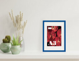 A3 Blue Picture Frame With Mount For A4 (21 X 29.7Cm -8.3 X 11.7In) Poster, Photo, Artwork, Or Print. - thumbnail 4