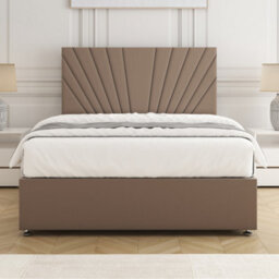 Bsspoke Maria Divan Bed In Mink Plush Velvet With 24Inch Headboard & 2 Drawers Same Side & No Mattress In Double 3Ft 4Ft 5Ft - thumbnail 3