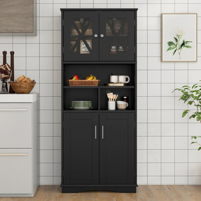 Costway 145 Cm Tall Bathroom Cabinet Kitchen Cupboard Sideboard Cabinet W/ Acrylic Doors - image 1