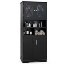 Costway 145 Cm Tall Bathroom Cabinet Kitchen Cupboard Sideboard Cabinet W/ Acrylic Doors - thumbnail 9