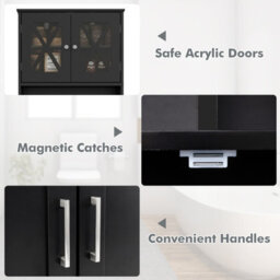 Costway 145 Cm Tall Bathroom Cabinet Kitchen Cupboard Sideboard Cabinet W/ Acrylic Doors - thumbnail 8