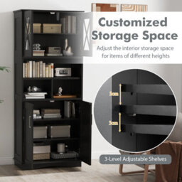 Costway 145 Cm Tall Bathroom Cabinet Kitchen Cupboard Sideboard Cabinet W/ Acrylic Doors - thumbnail 5