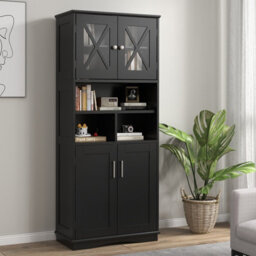 Costway 145 Cm Tall Bathroom Cabinet Kitchen Cupboard Sideboard Cabinet W/ Acrylic Doors - thumbnail 3