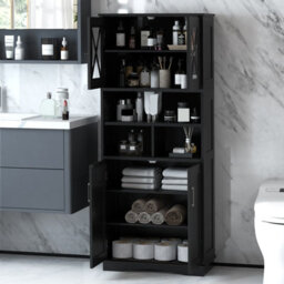 Costway 145 Cm Tall Bathroom Cabinet Kitchen Cupboard Sideboard Cabinet W/ Acrylic Doors - thumbnail 4