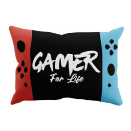 Gamers Gamer For Life Filled Cushion Black/red/blue (40Cm X 25Cm) - thumbnail 1