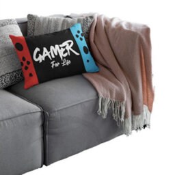 Gamers Gamer For Life Filled Cushion Black/red/blue (40Cm X 25Cm) - thumbnail 3