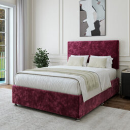Bedmaster Aubergine Chenille Divan Base And Plain Headboard Small Double - thumbnail 2