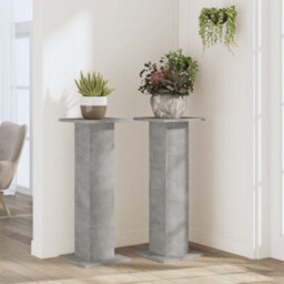 Walplus Plant Stands 2 Pcs Concrete Grey 30X30X80 Cm Engineered Wood - thumbnail 3