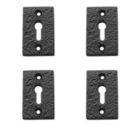 Loops 4 Pack Antique Black Rectangular Escutcheons 50X32mm For Classic Home Decor - Key Hole Cover - thumbnail 1