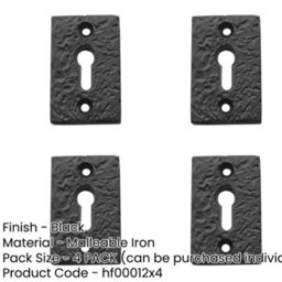 Loops 4 Pack Antique Black Rectangular Escutcheons 50X32mm For Classic Home Decor - Key Hole Cover - thumbnail 2