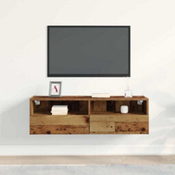 Berkfield Tv Wall Cabinet Old Wood 100X30X30 Cm Engineered Wood - thumbnail 4