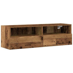 Berkfield Tv Wall Cabinet Old Wood 100X30X30 Cm Engineered Wood - thumbnail 2