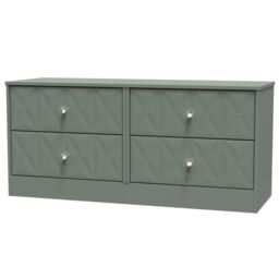 Genoa Ready Assembled Matt Green No Effect 4 Drawer Wide Chest (H)521mm (W)1146mm (D)395mm - thumbnail 2
