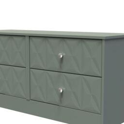 Genoa Ready Assembled Matt Green No Effect 4 Drawer Wide Chest (H)521mm (W)1146mm (D)395mm - thumbnail 4