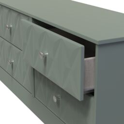 Genoa Ready Assembled Matt Green No Effect 4 Drawer Wide Chest (H)521mm (W)1146mm (D)395mm - thumbnail 3