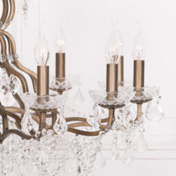 Gold 12 Branch Shallow Cut Glass Chandelier - thumbnail 3
