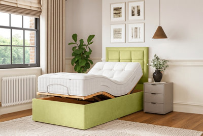 Grand Motion Smart Electric Adjustable Bed Set With Mattress And Headboard, Cream