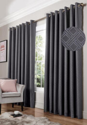 Luxury Living Diamond Eyelet Ring Top Curtains Charcoal - thumbnail 1