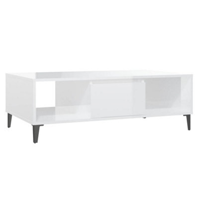 Berkfield Industrial Coffee Table High Gloss White 103.5X60X35 Cm Engineered Wood - image 1