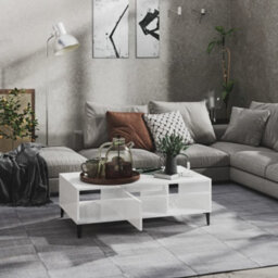 Berkfield Industrial Coffee Table High Gloss White 103.5X60X35 Cm Engineered Wood - thumbnail 3