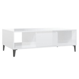 Berkfield Industrial Coffee Table High Gloss White 103.5X60X35 Cm Engineered Wood - thumbnail 1