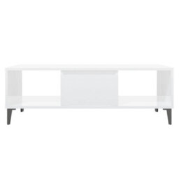 Berkfield Industrial Coffee Table High Gloss White 103.5X60X35 Cm Engineered Wood - thumbnail 5
