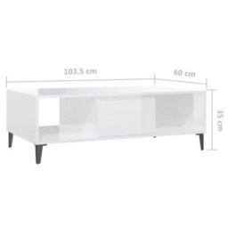 Berkfield Industrial Coffee Table High Gloss White 103.5X60X35 Cm Engineered Wood - thumbnail 9