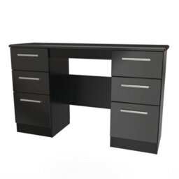 Harrow Double Pedestal Desk In Black Gloss (Ready Assembled) - thumbnail 3
