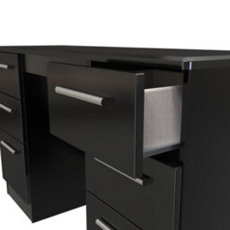 Harrow Double Pedestal Desk In Black Gloss (Ready Assembled) - thumbnail 5